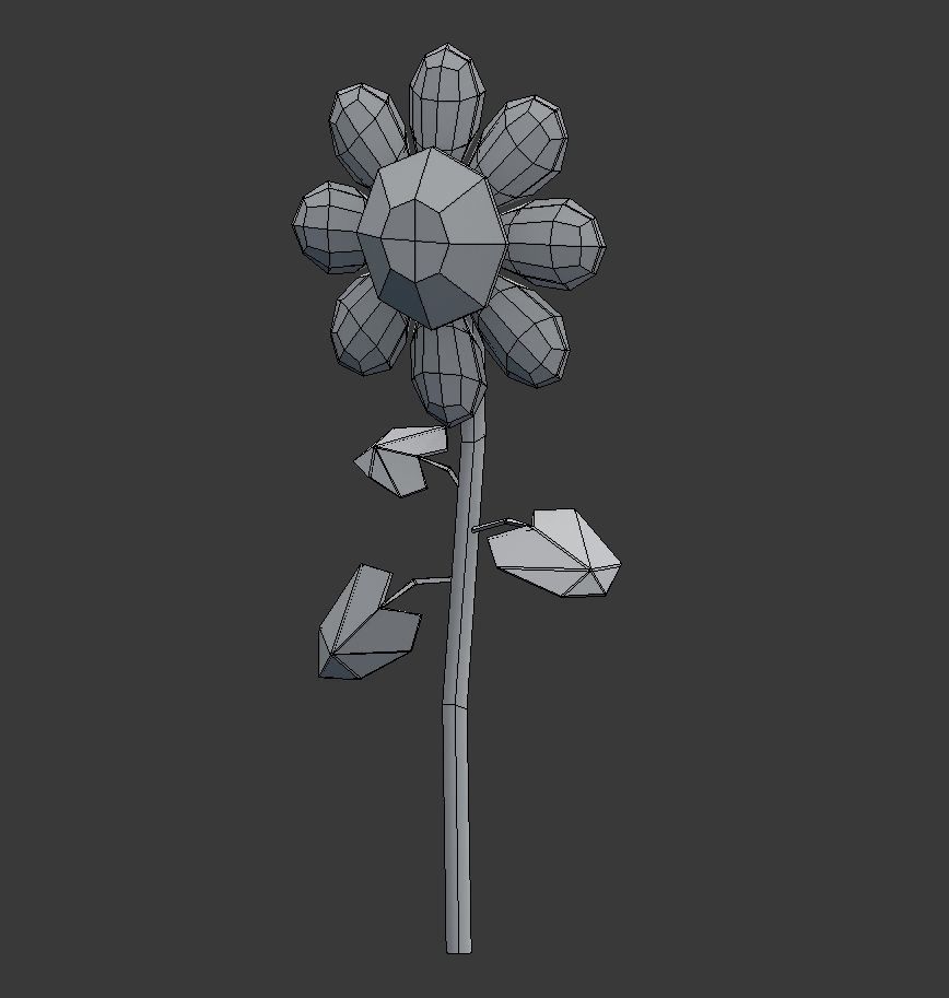 Orange Flower LOW POLY Low-poly 3D model_7