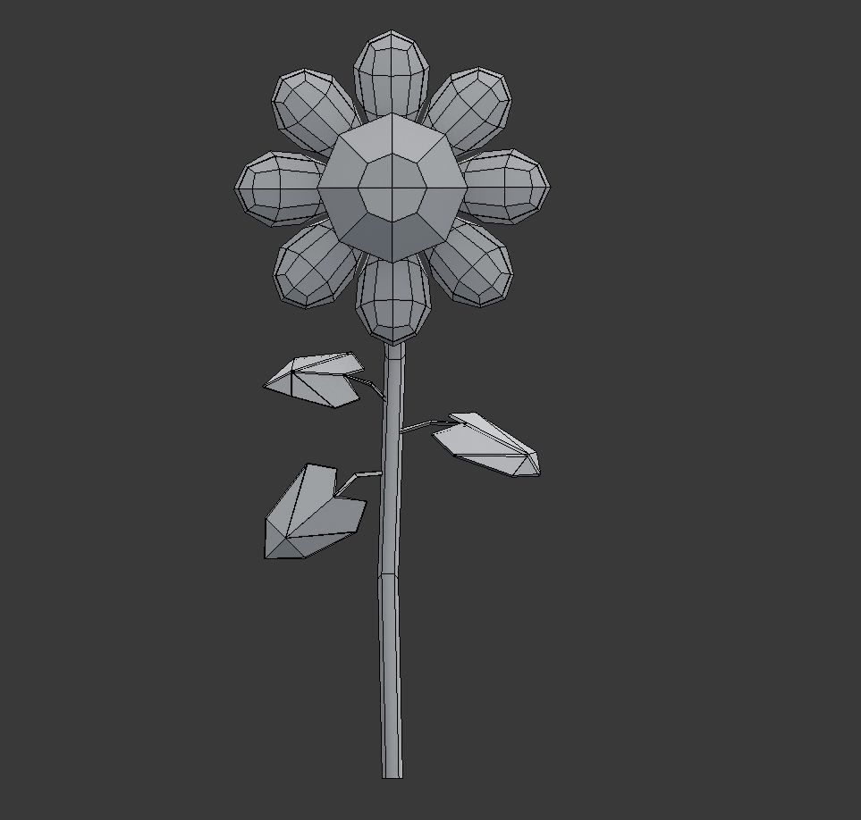 Orange Flower LOW POLY Low-poly 3D model_8