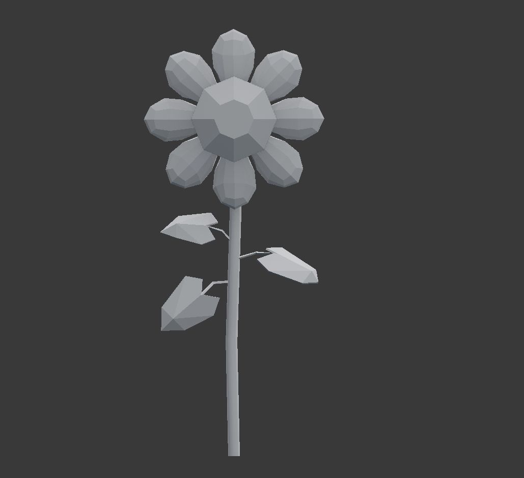 Orange Flower LOW POLY Low-poly 3D model_4