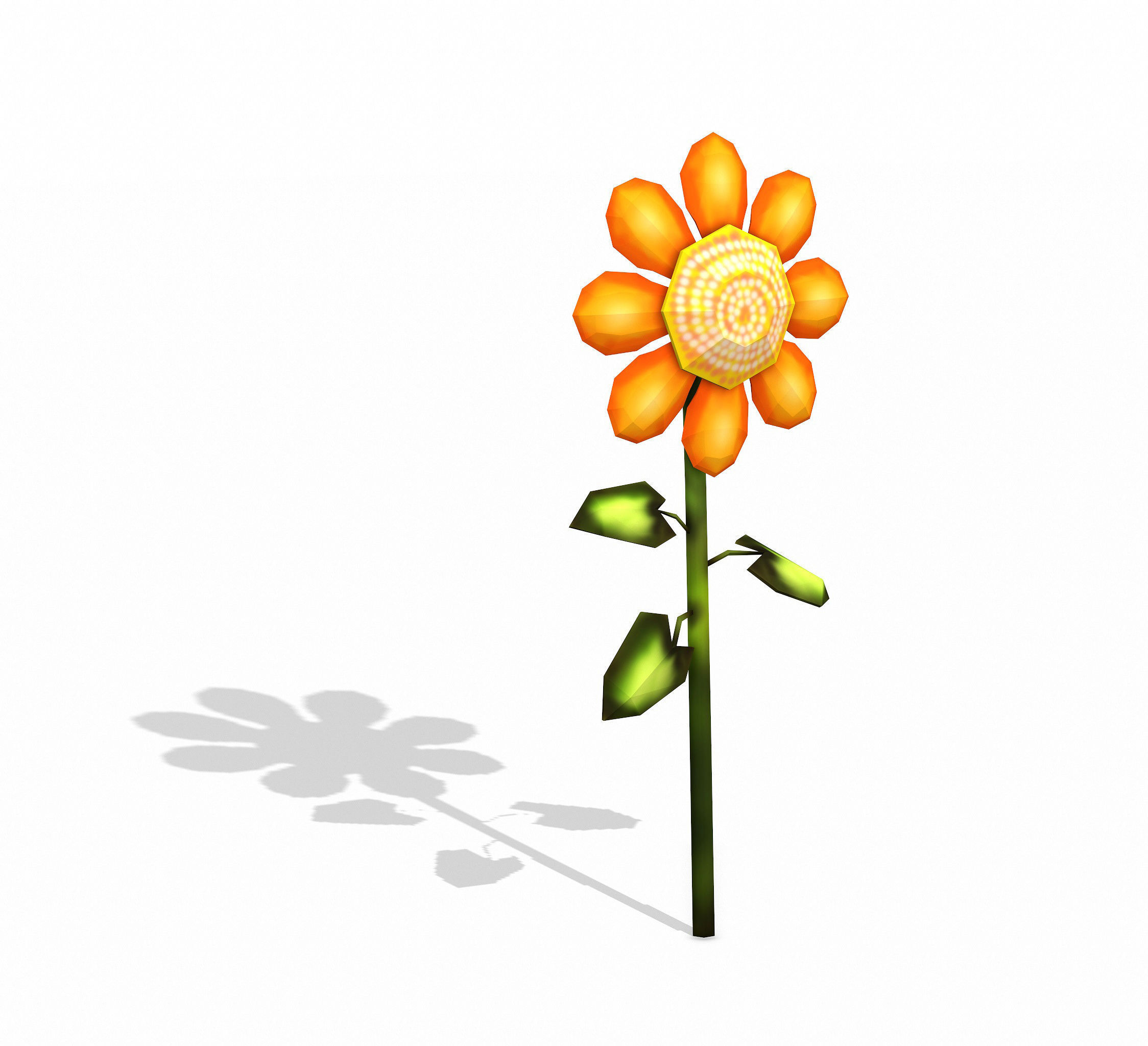 Orange Flower LOW POLY Low-poly 3D model_3