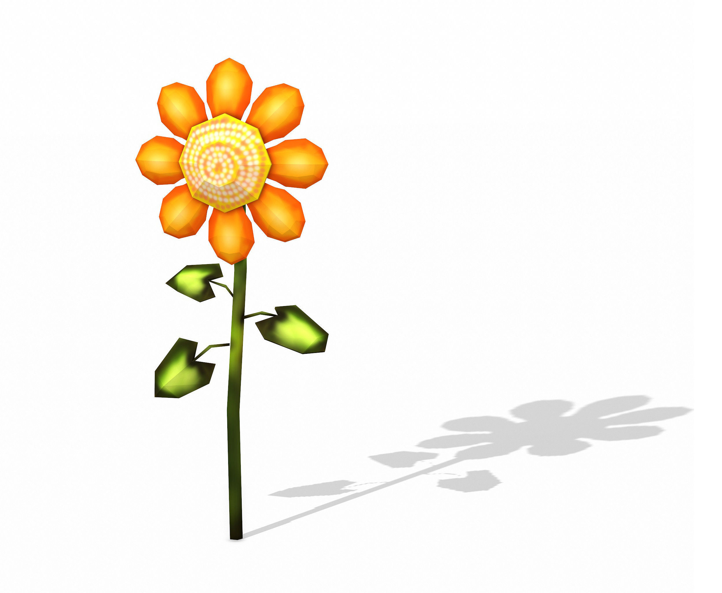 Orange Flower LOW POLY Low-poly 3D model_2