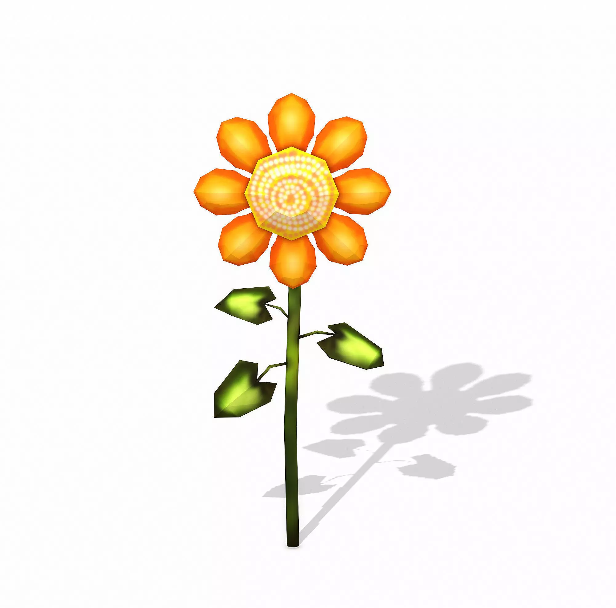 Orange Flower LOW POLY Low-poly 3D model_0