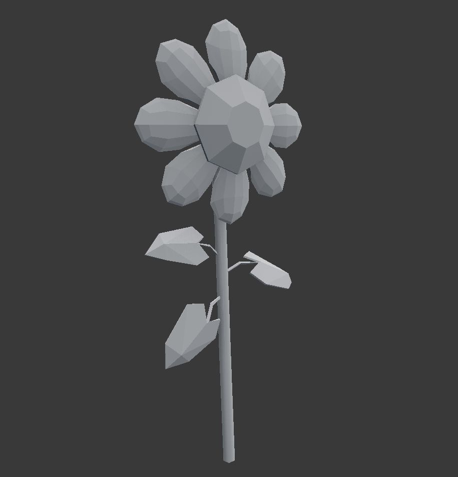 Orange Flower LOW POLY Low-poly 3D model_6