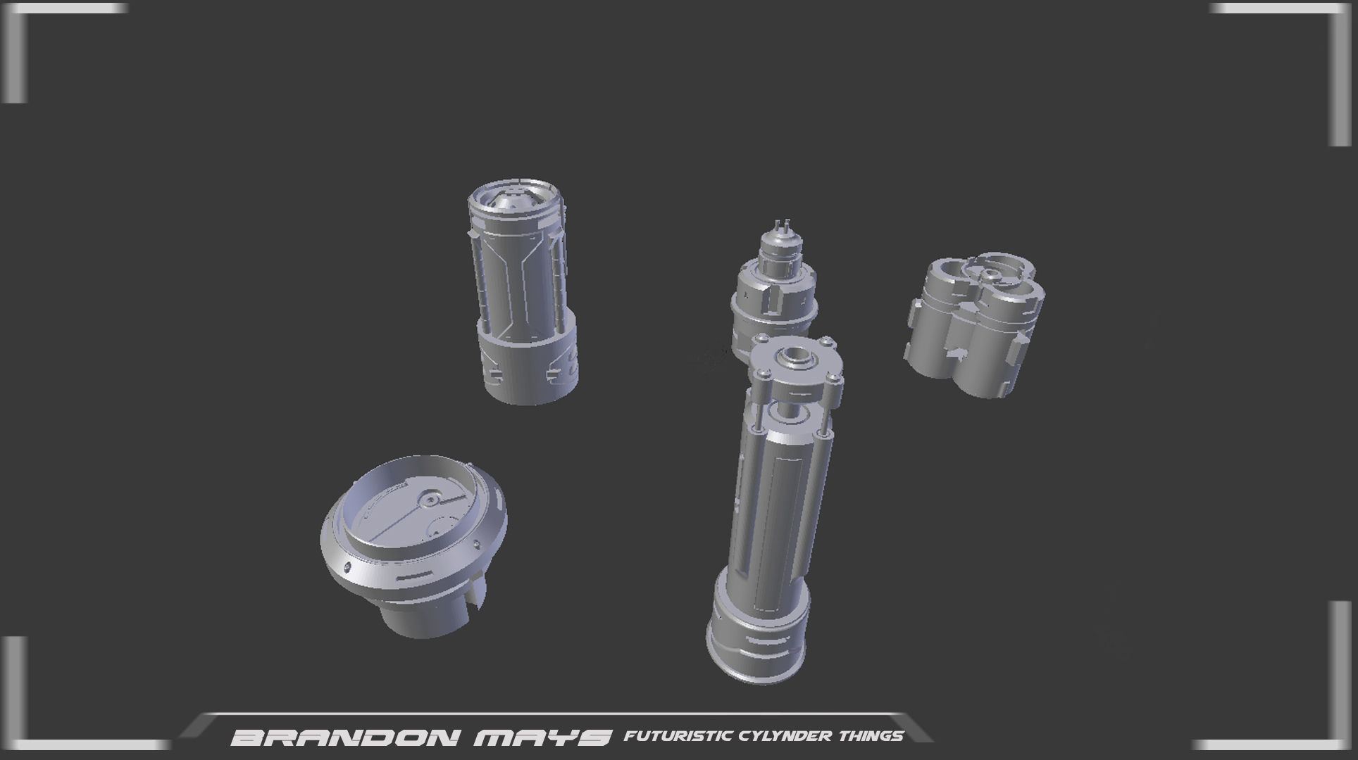 Kitbash CAD sci-fi cylinders 3D model_1