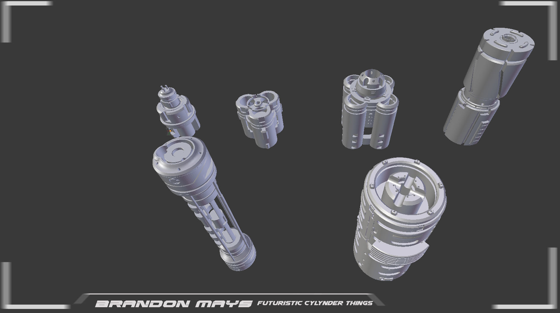 Kitbash CAD sci-fi cylinders 3D model_2