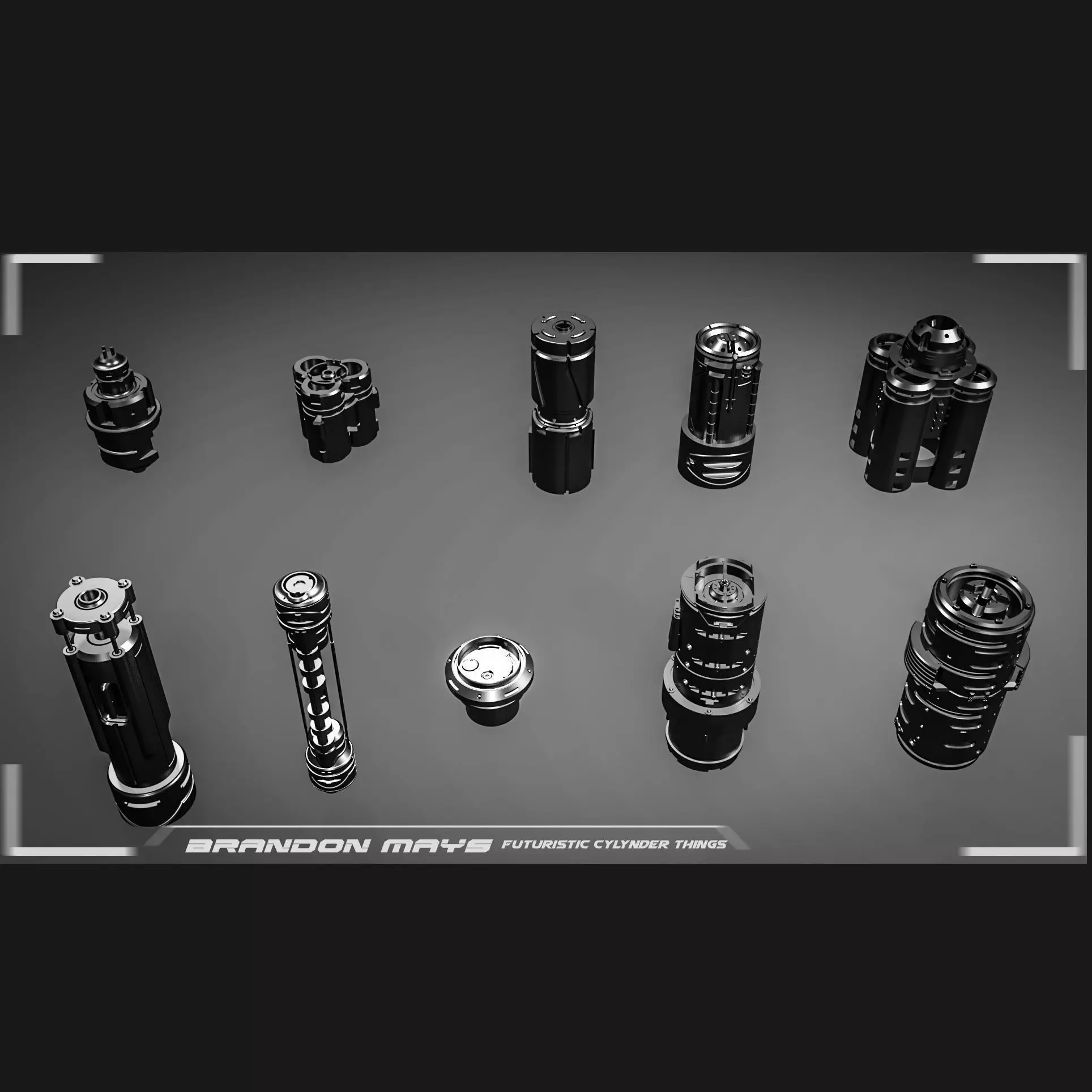 Kitbash CAD sci-fi cylinders 3D model_0