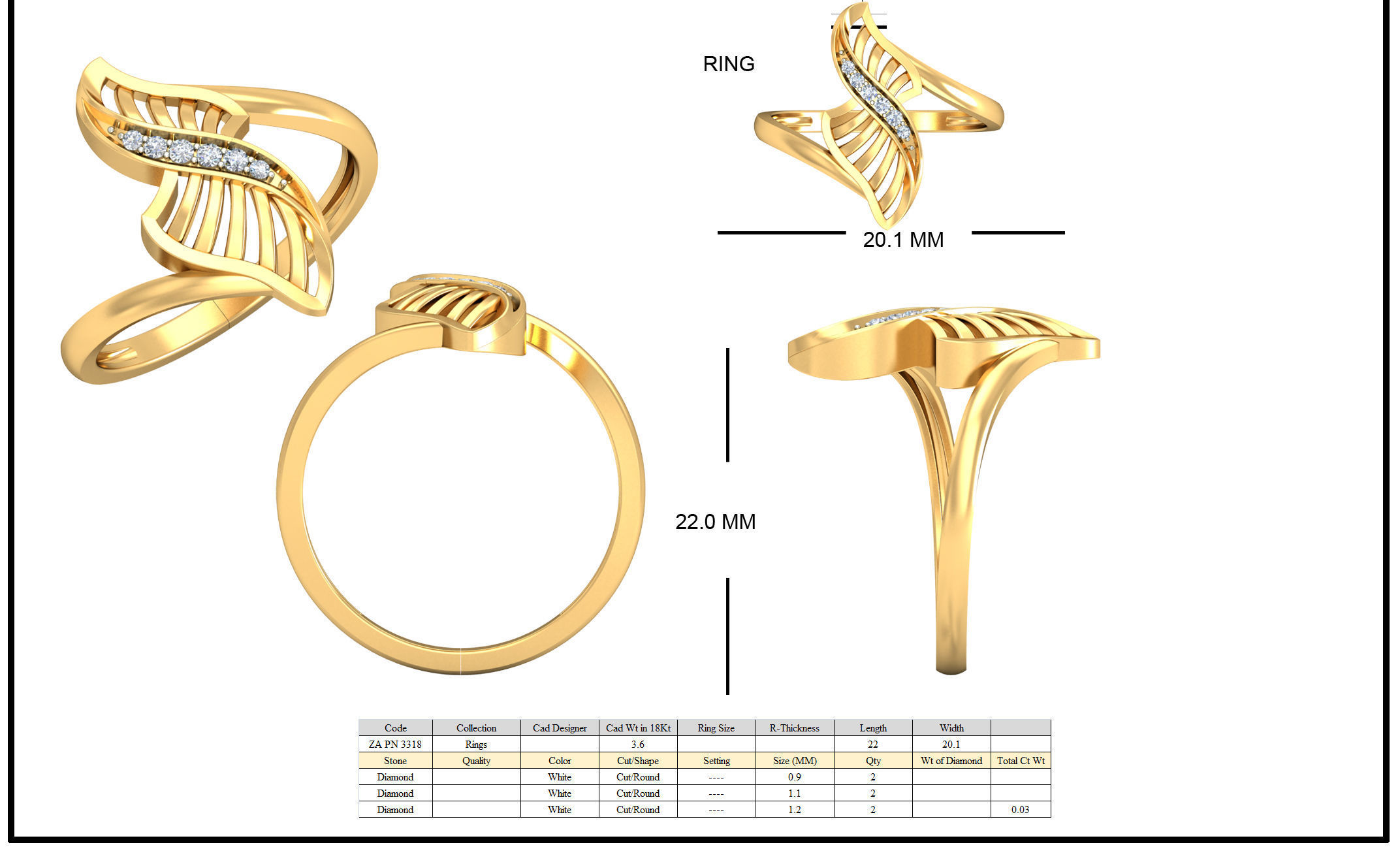 Golden Eartops With Diamonds  17 3D print model_2