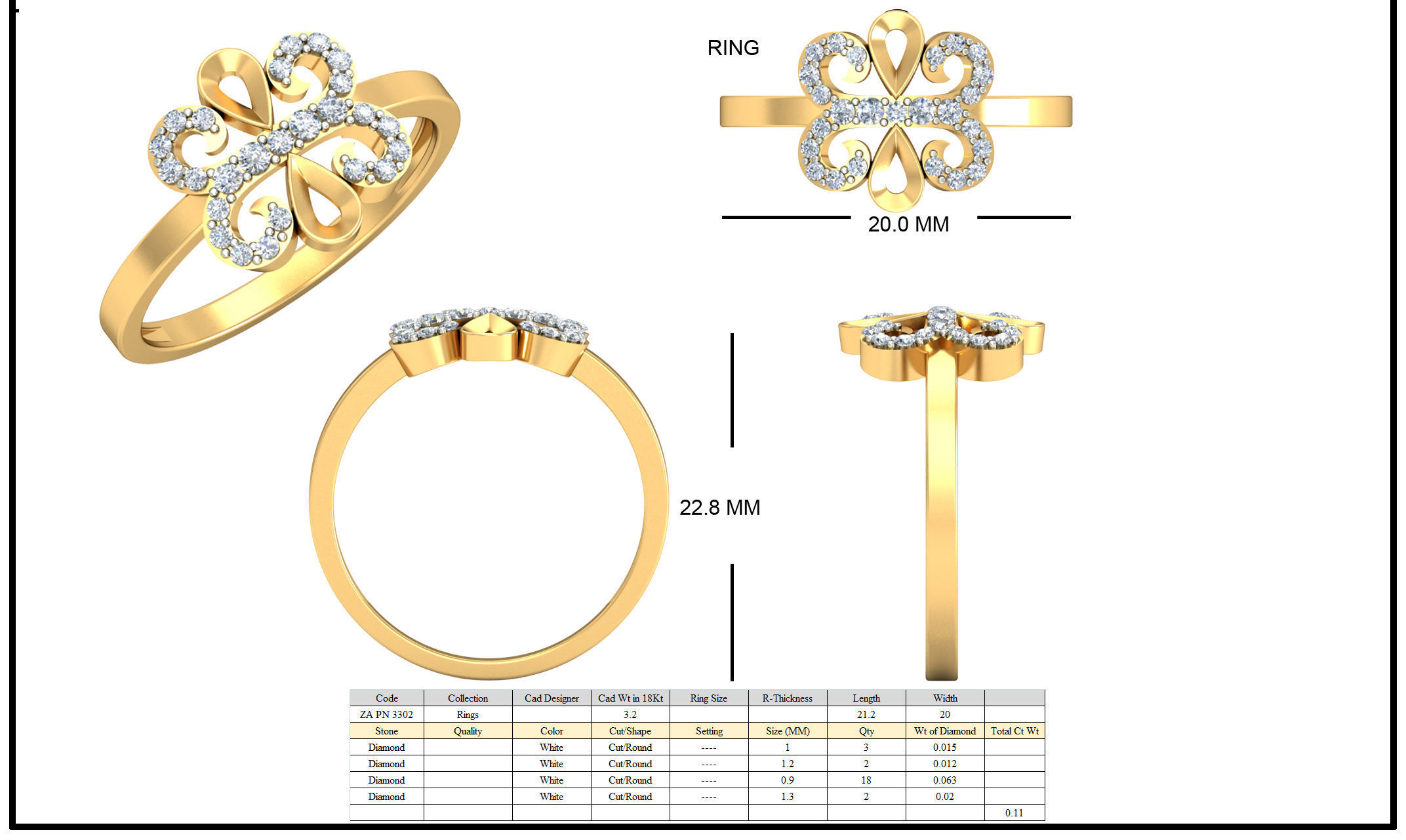 Golden Eartops With Diamonds  19 3D print model_2
