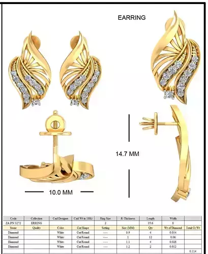 Golden Eartops With Diamonds  21