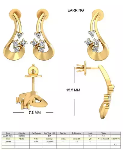 Golden Eartops With Diamonds  22