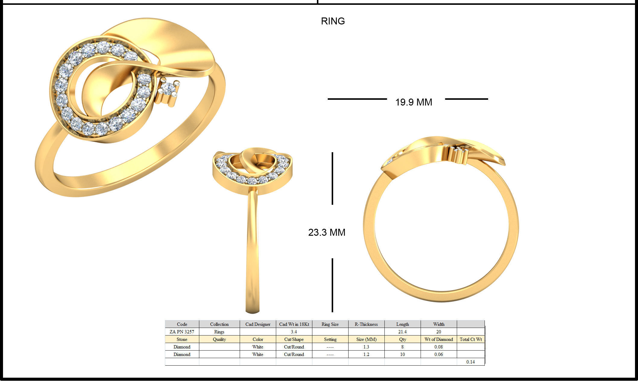 Golden Eartops With Diamonds  24 3D print model_2