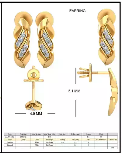 Golden Eartops With Diamonds  25