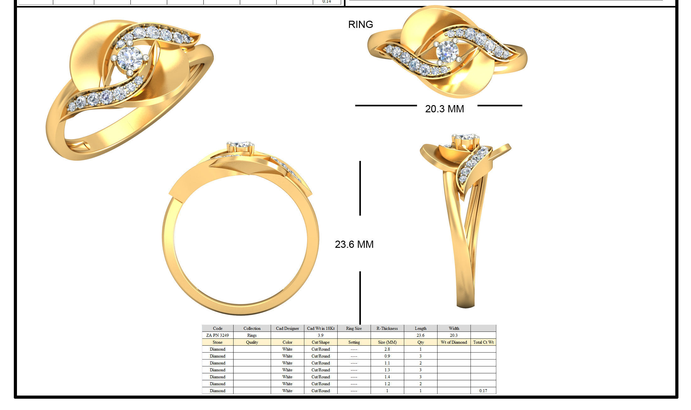 Golden Floral Design Eartops With Diamonds  21 3D print model_2