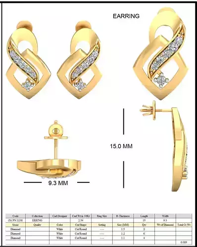 Golden Eartops With Diamonds  28