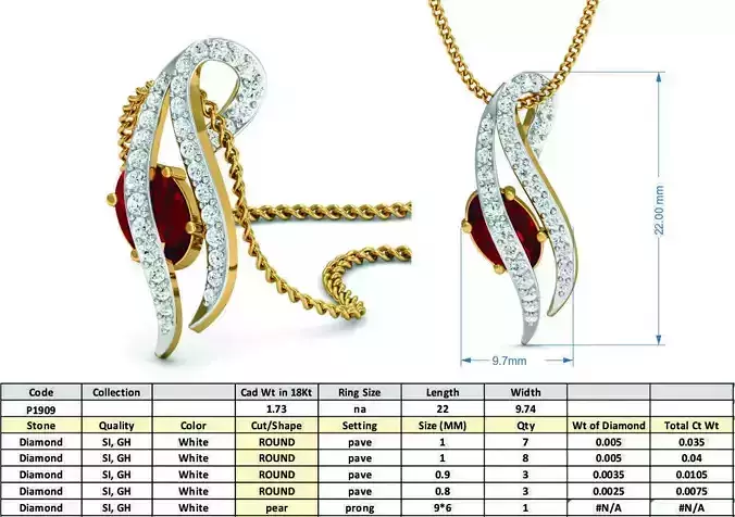 Golden Pendant With Ruby