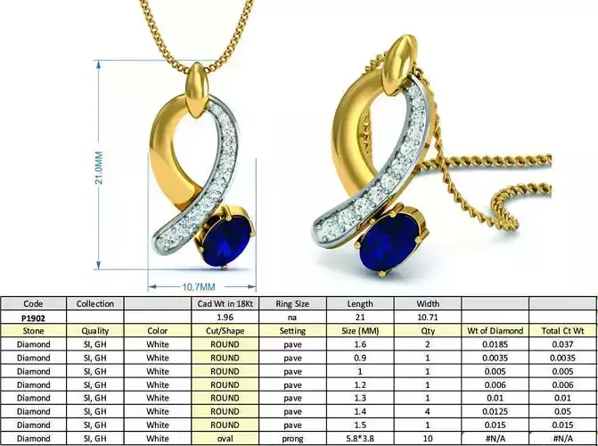 Spiral Pendant with Sapphire