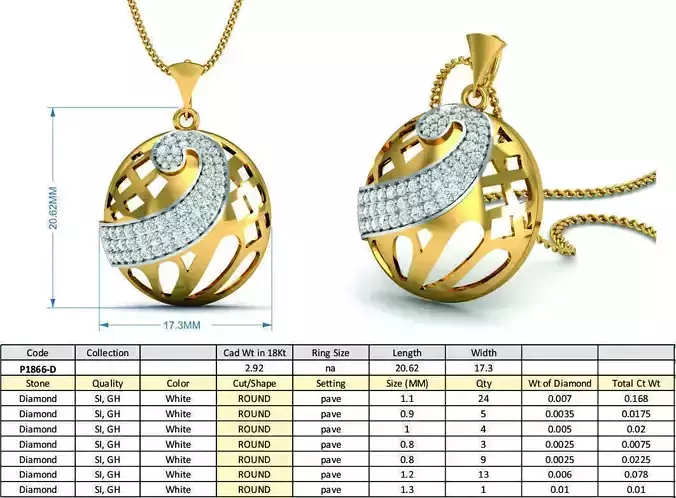 Round Golden Pendant With Diamonds 2