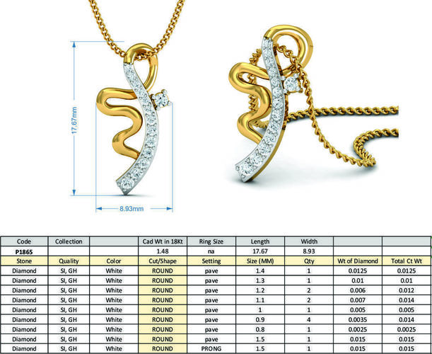 Spiral Pendant with Diamonds 3D print model