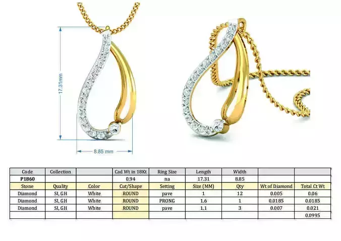 Drop Shaped Pendant with Diamonds