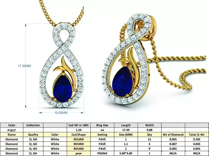 Infinity Loop Shape Pendant with Sapphire