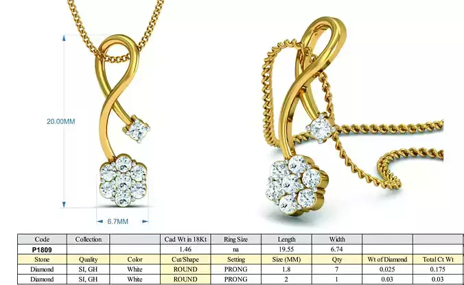 Floral Design Pendant with Diamonds