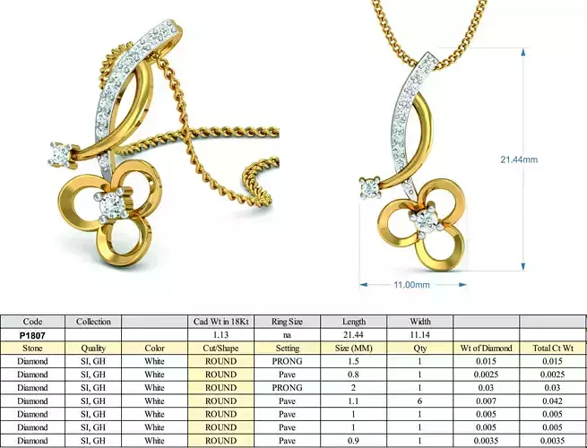 Flower Shaped Pendant With Diamond 5
