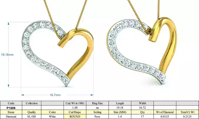 Heart Shaped Golden Pendant With Diamonds 4