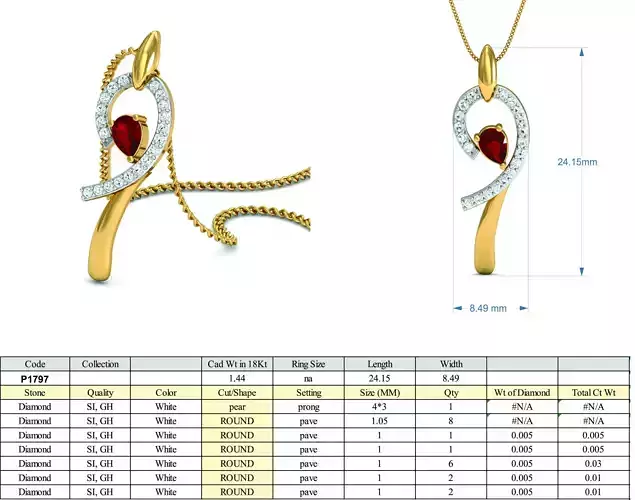 Golden Pendant with Ruby 1