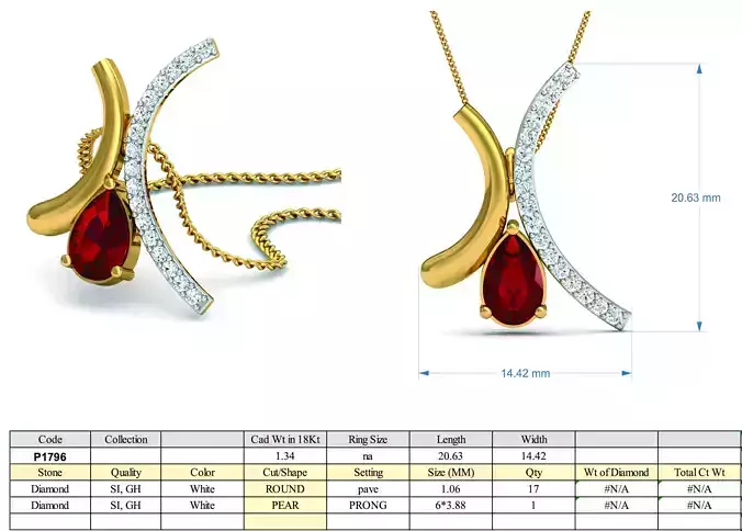 Golden Pendant with Ruby 2