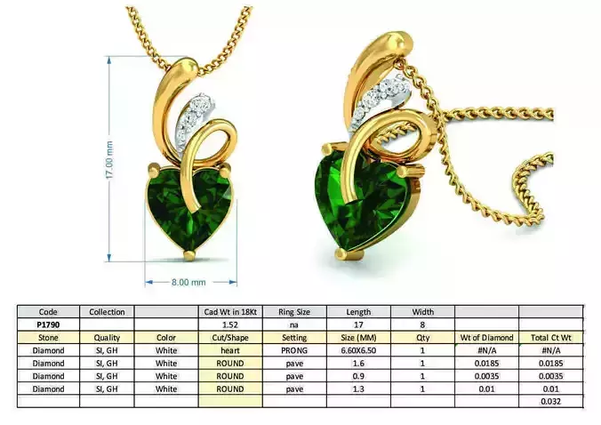 Golden Pendant With Emerald 1