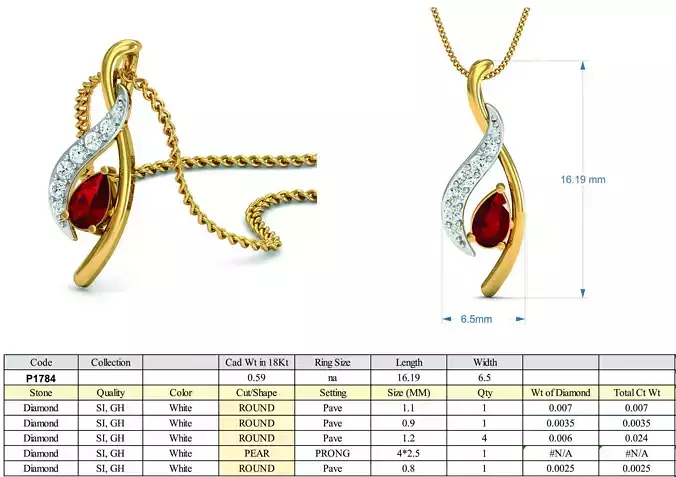 Golden Pendant With Ruby 2