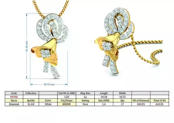 Floral Design Pendant with Diamonds 4