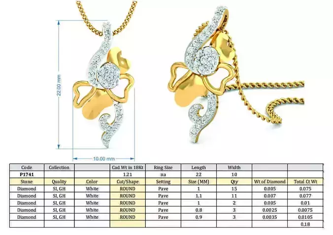 Floral Design Pendant with Diamonds 5