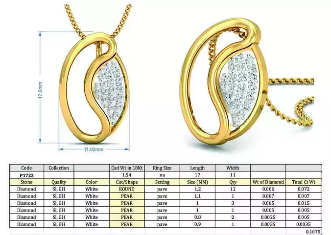 Oval Shaped Golden Pendant With Diamonds 1