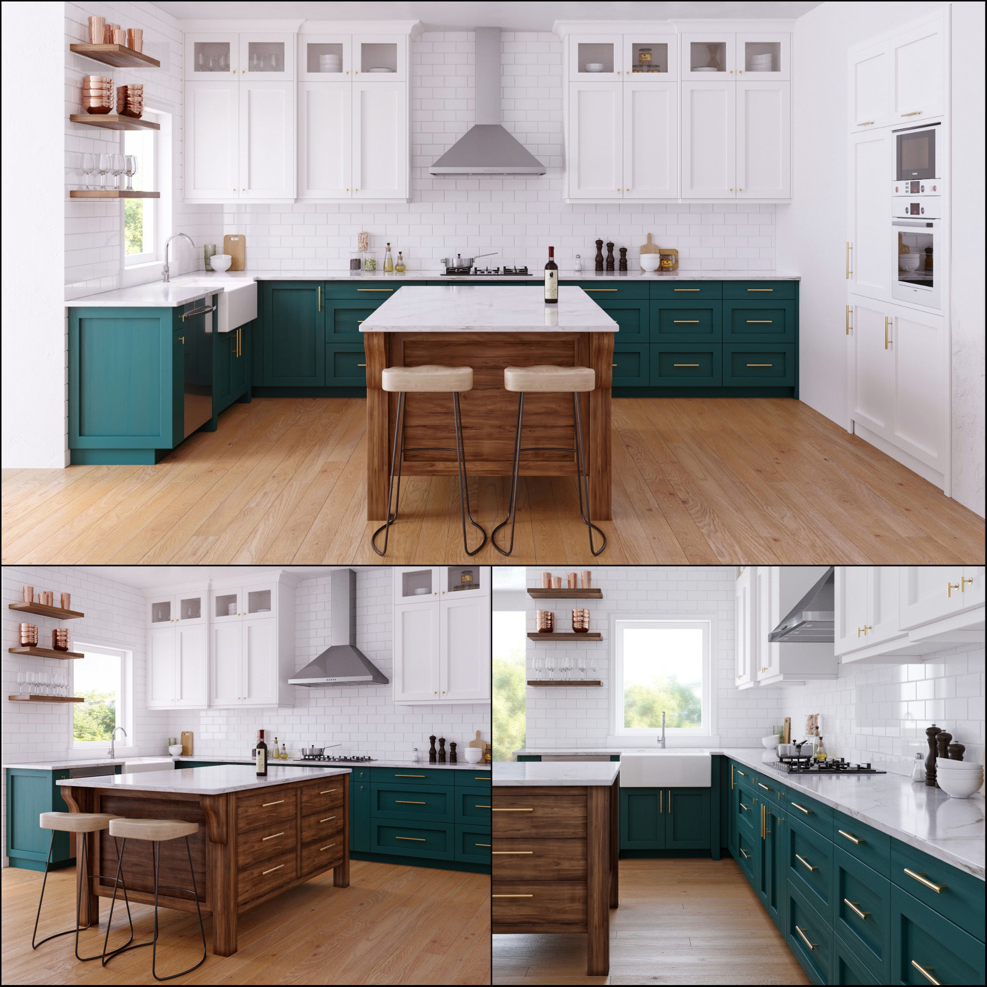 Green kitchen 3D model_4