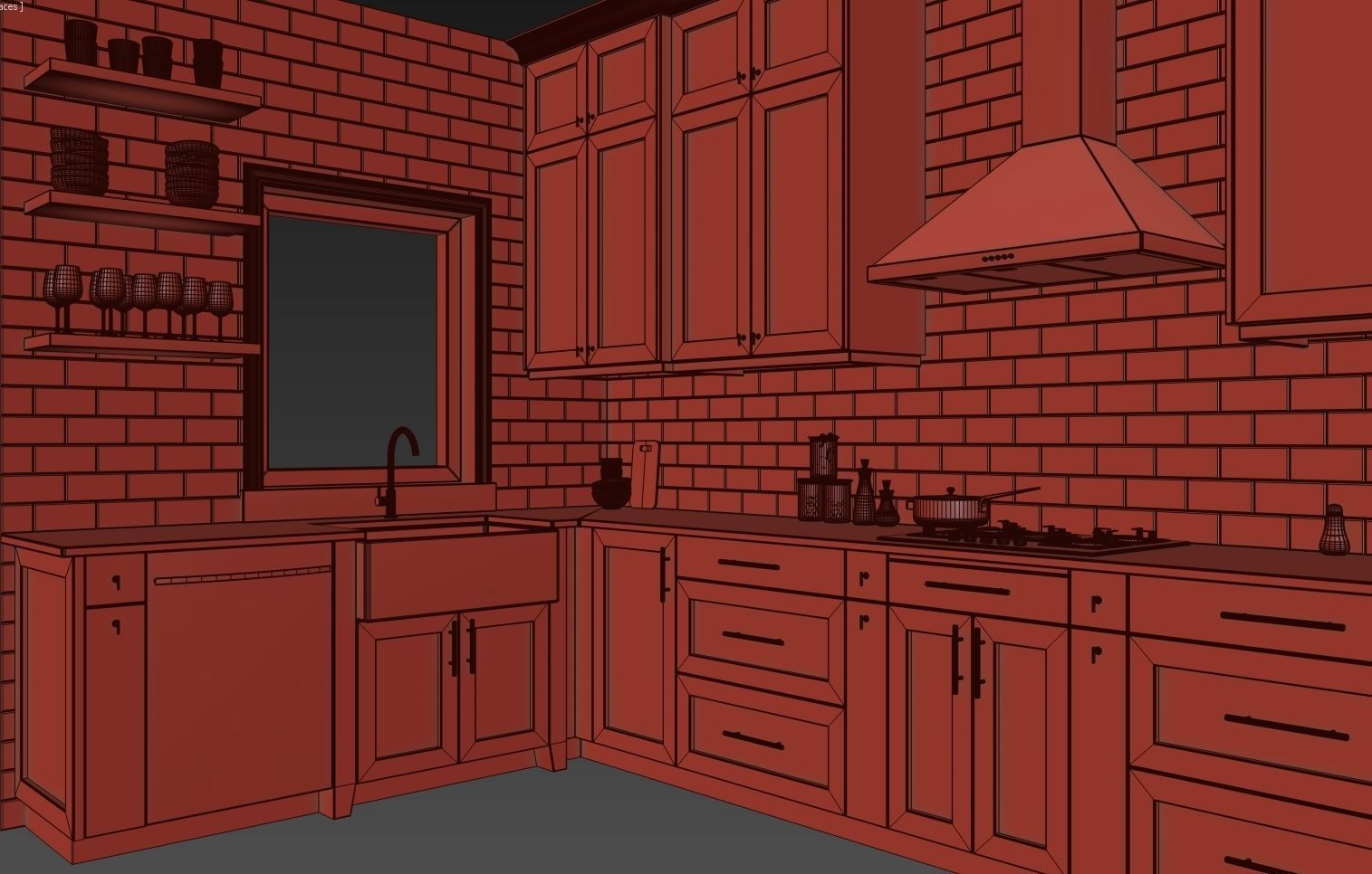 Green kitchen 3D model_5