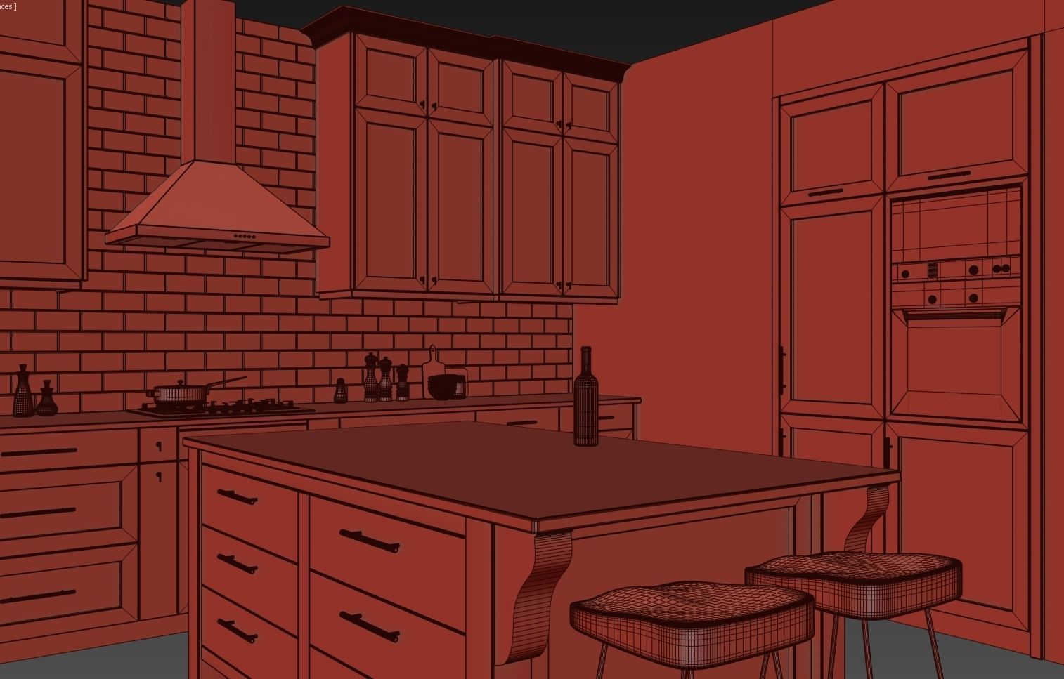 Green kitchen 3D model_8