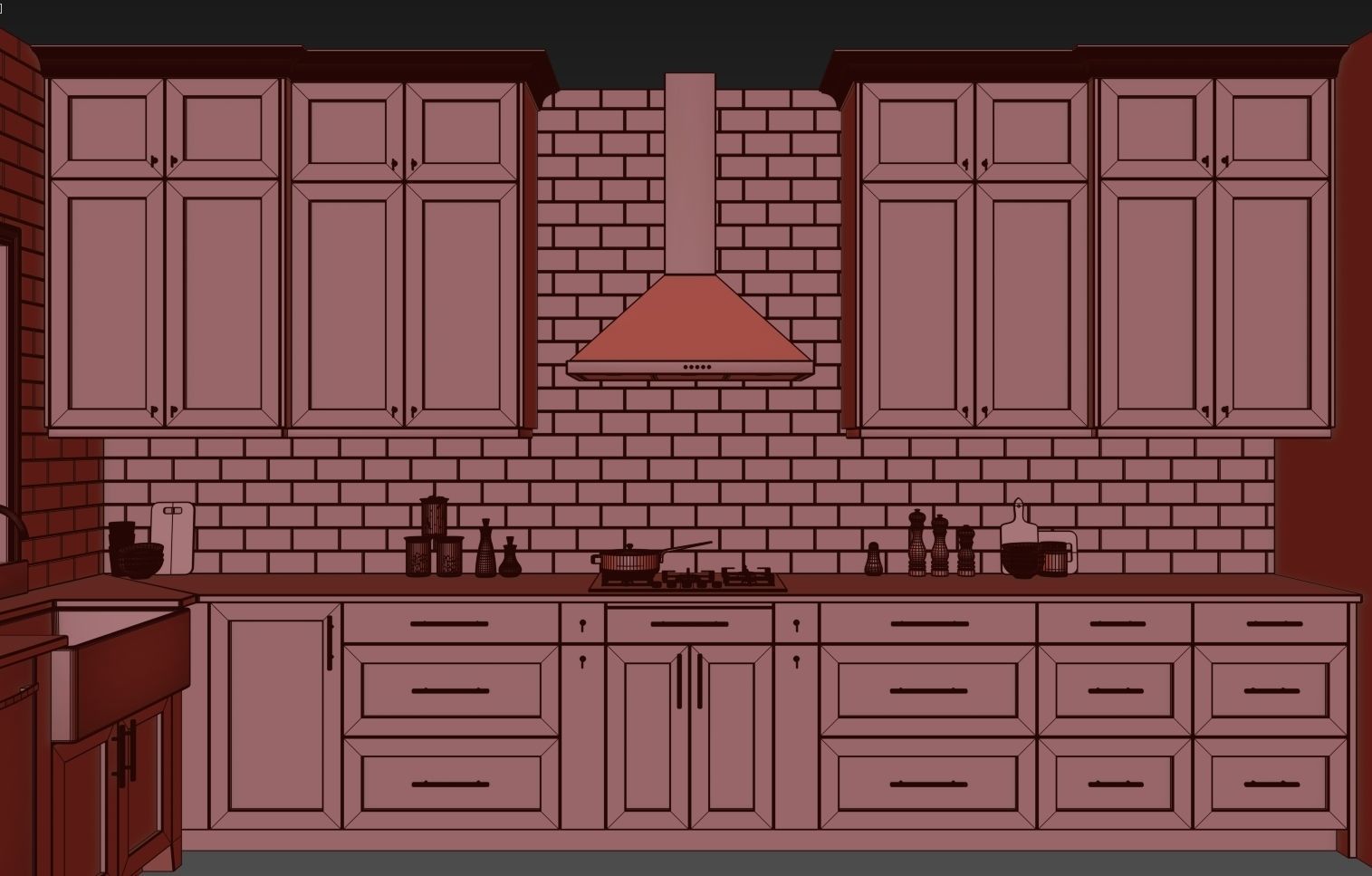 Green kitchen 3D model_6