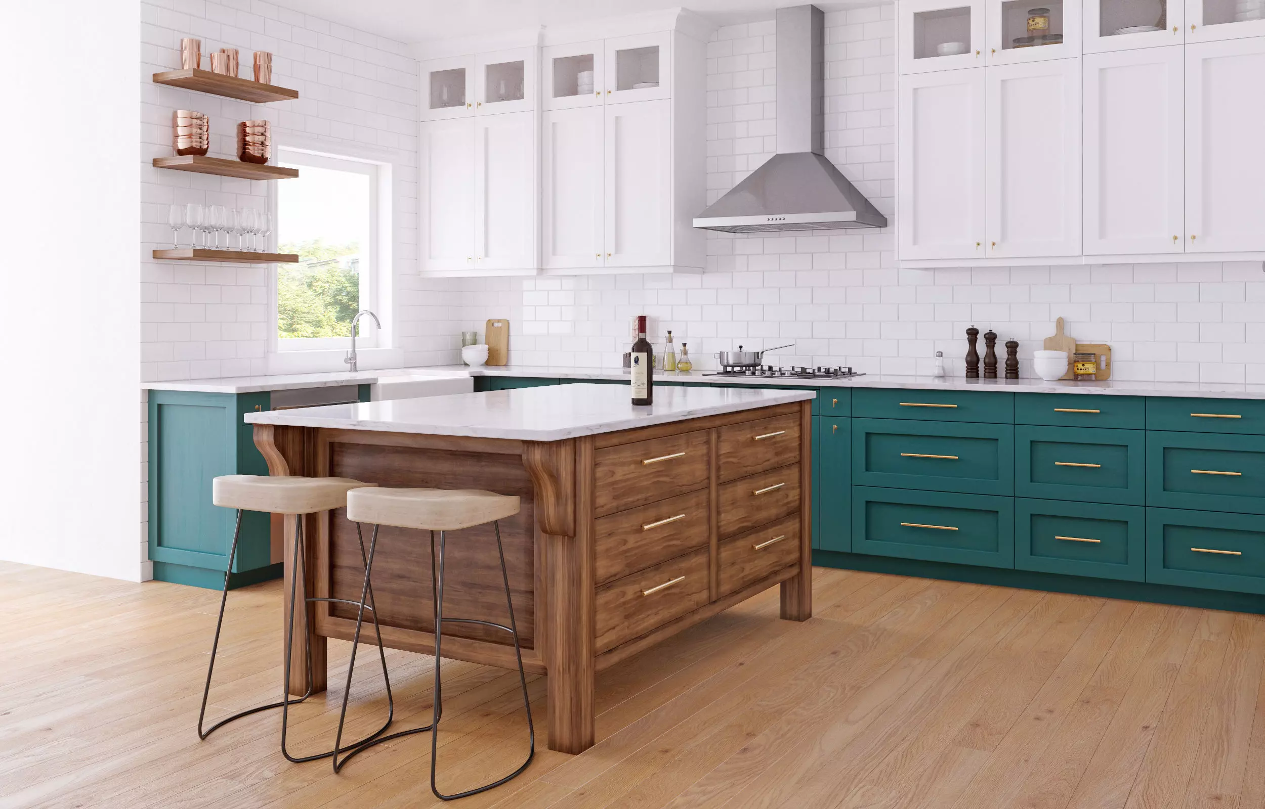 Green kitchen 3D model_0