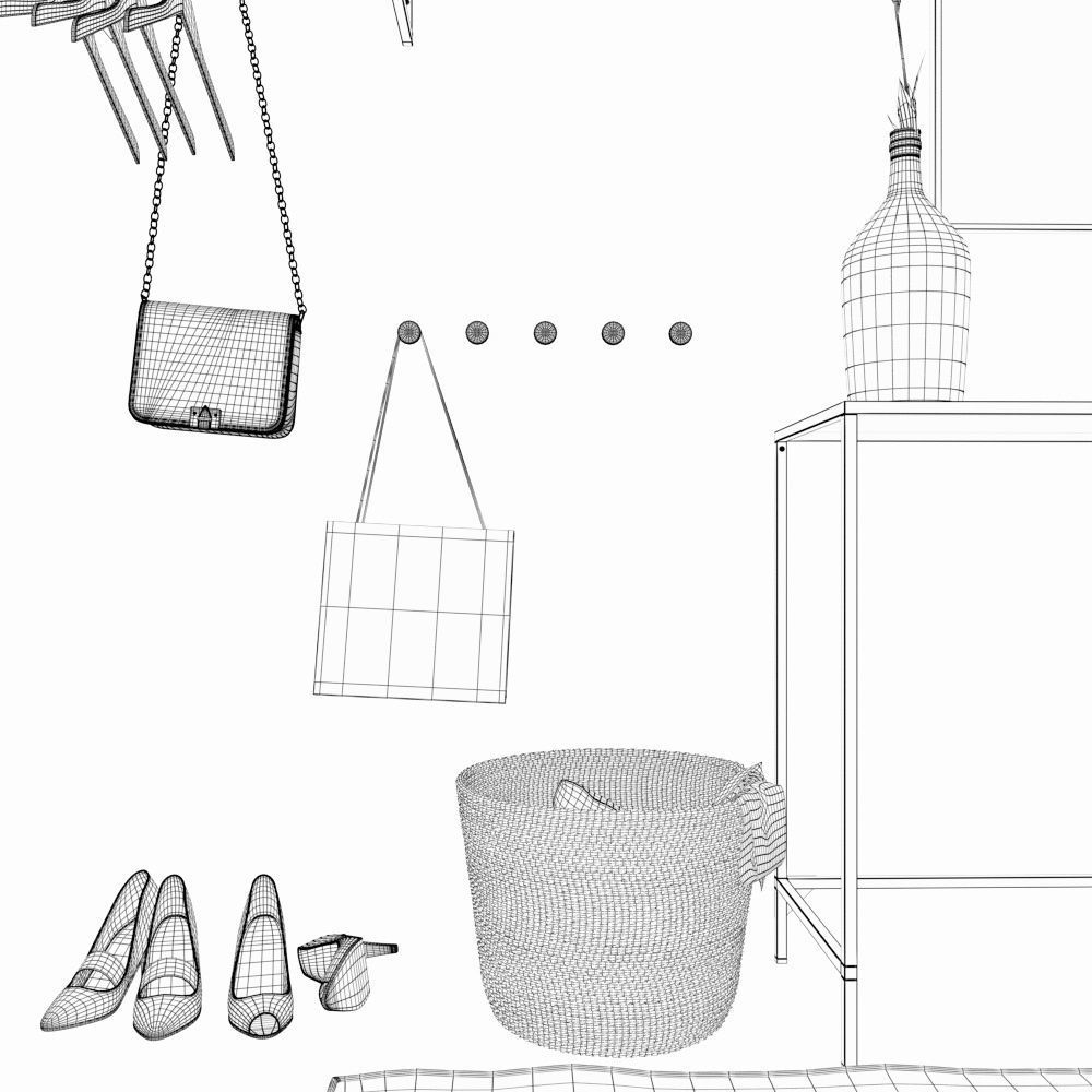 Scandinavian hallway set 3D model_7