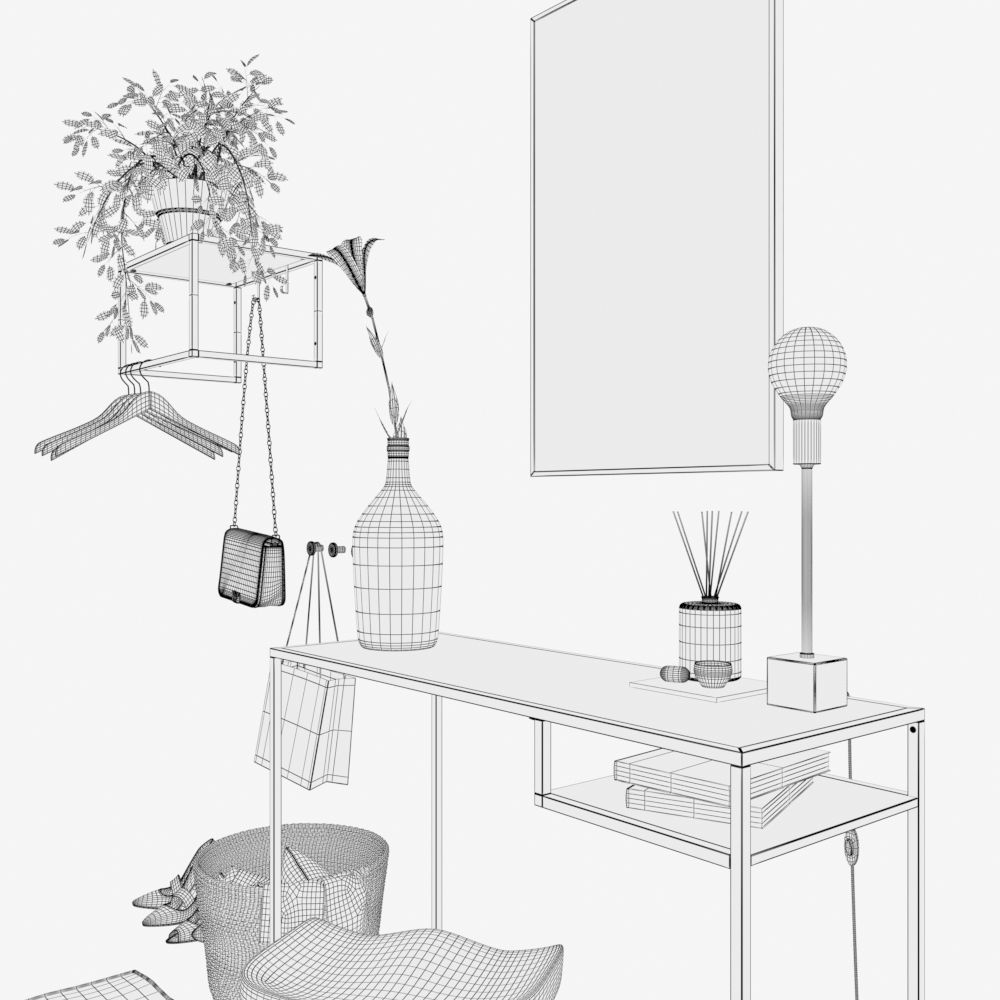 Scandinavian hallway set 3D model_3