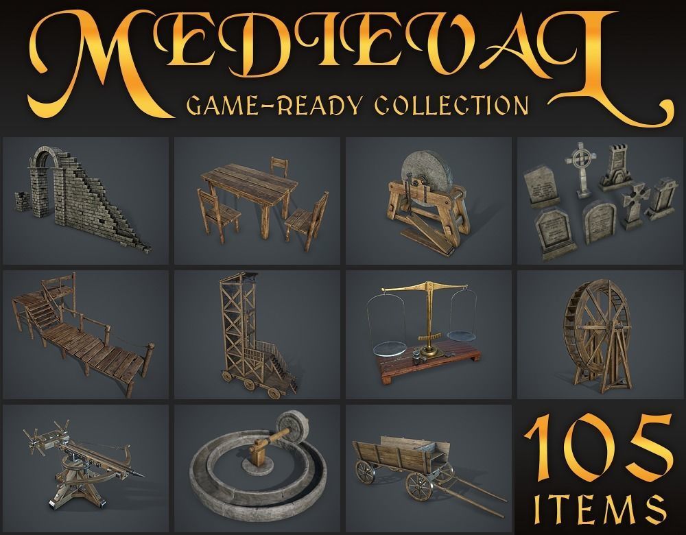 Medieval Collection Low-poly 3D model_0
