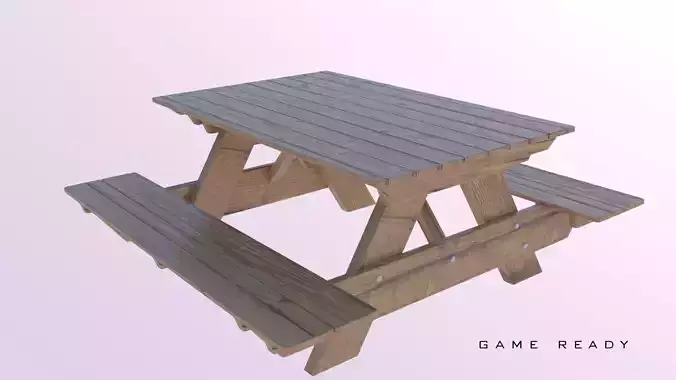 Game ready low poly model of Picnic Table Low-poly 3D model