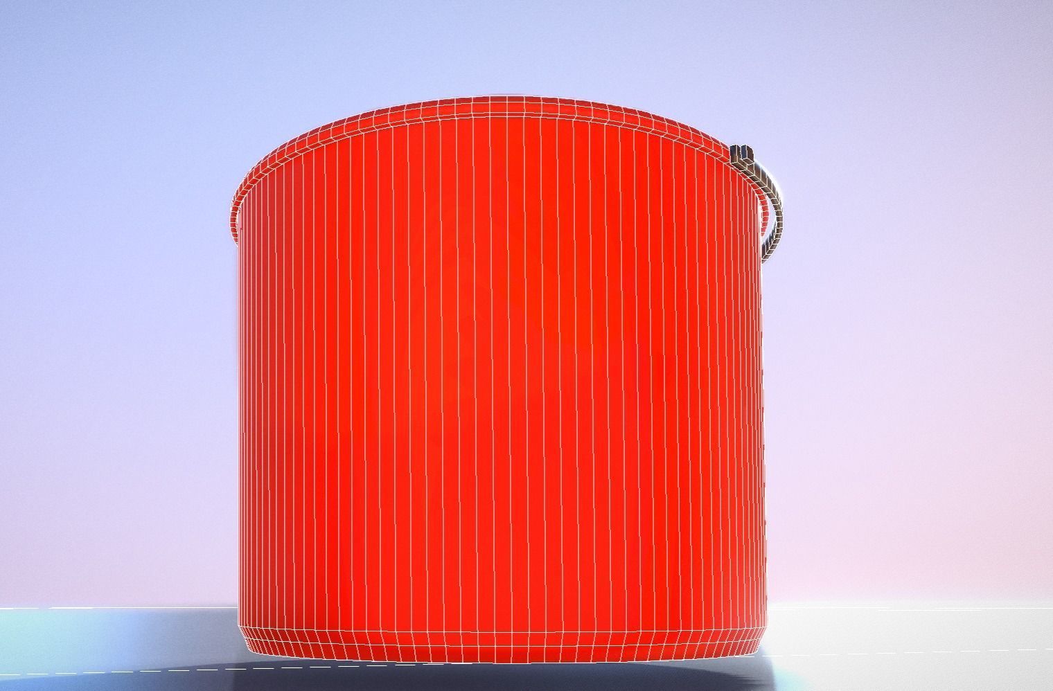 Red Plastic Bucket With Handle - Mid-Poly   Low-poly 3D model_11