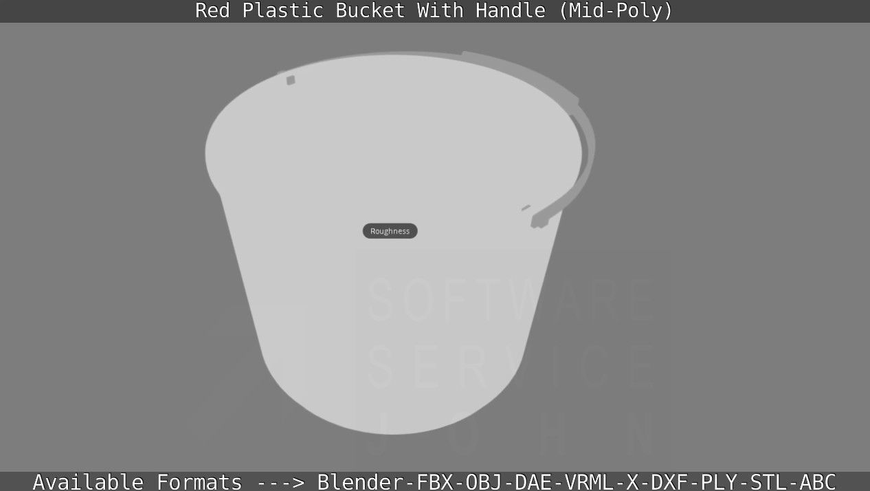 Red Plastic Bucket With Handle - Mid-Poly   Low-poly 3D model_76
