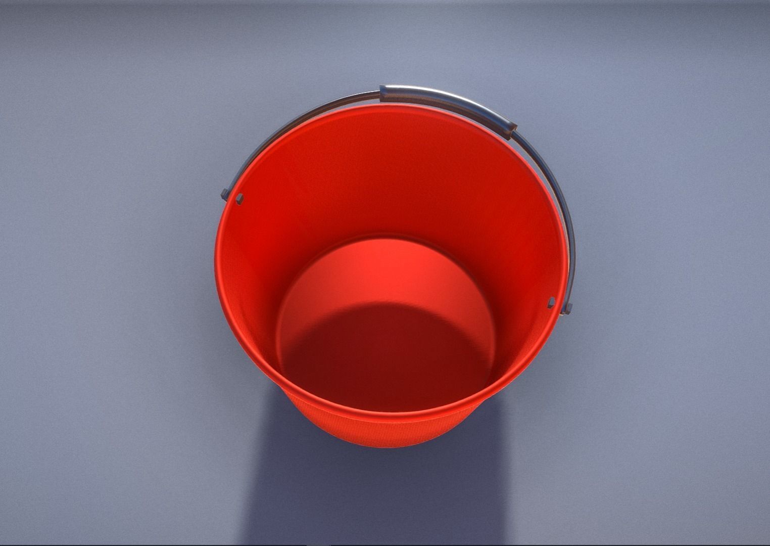 Red Plastic Bucket With Handle - Mid-Poly   Low-poly 3D model_5