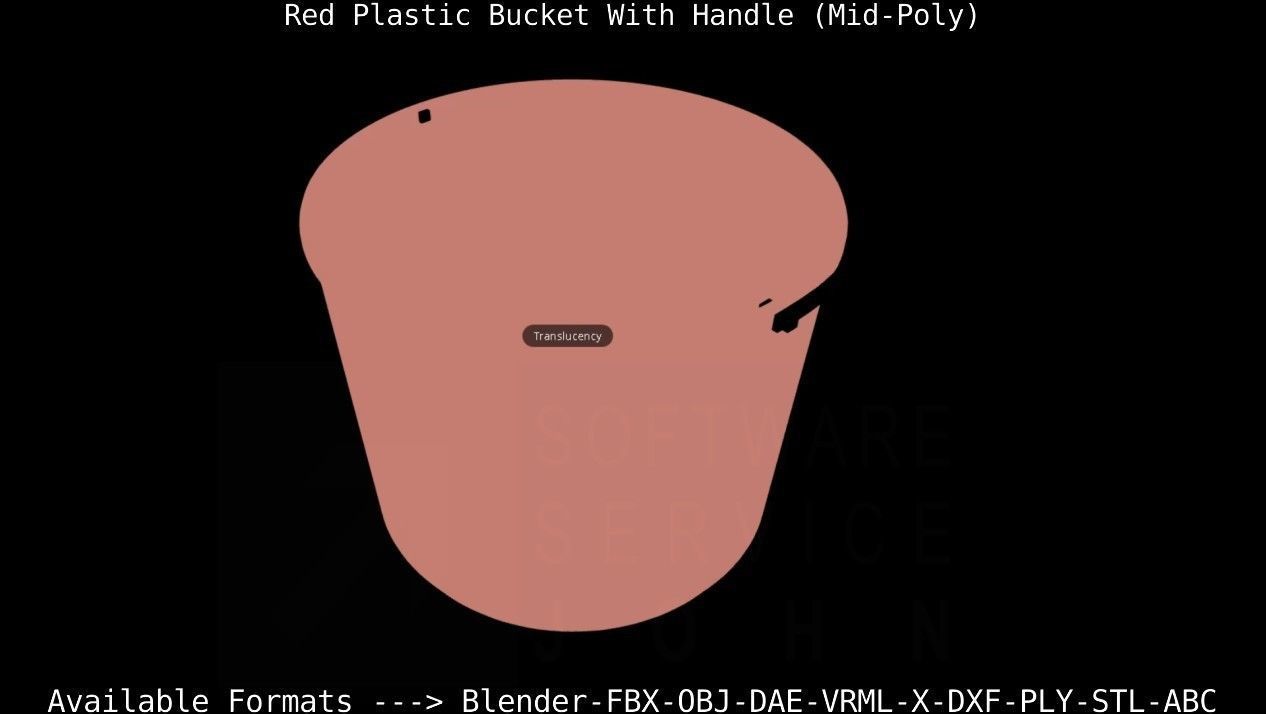 Red Plastic Bucket With Handle - Mid-Poly   Low-poly 3D model_77
