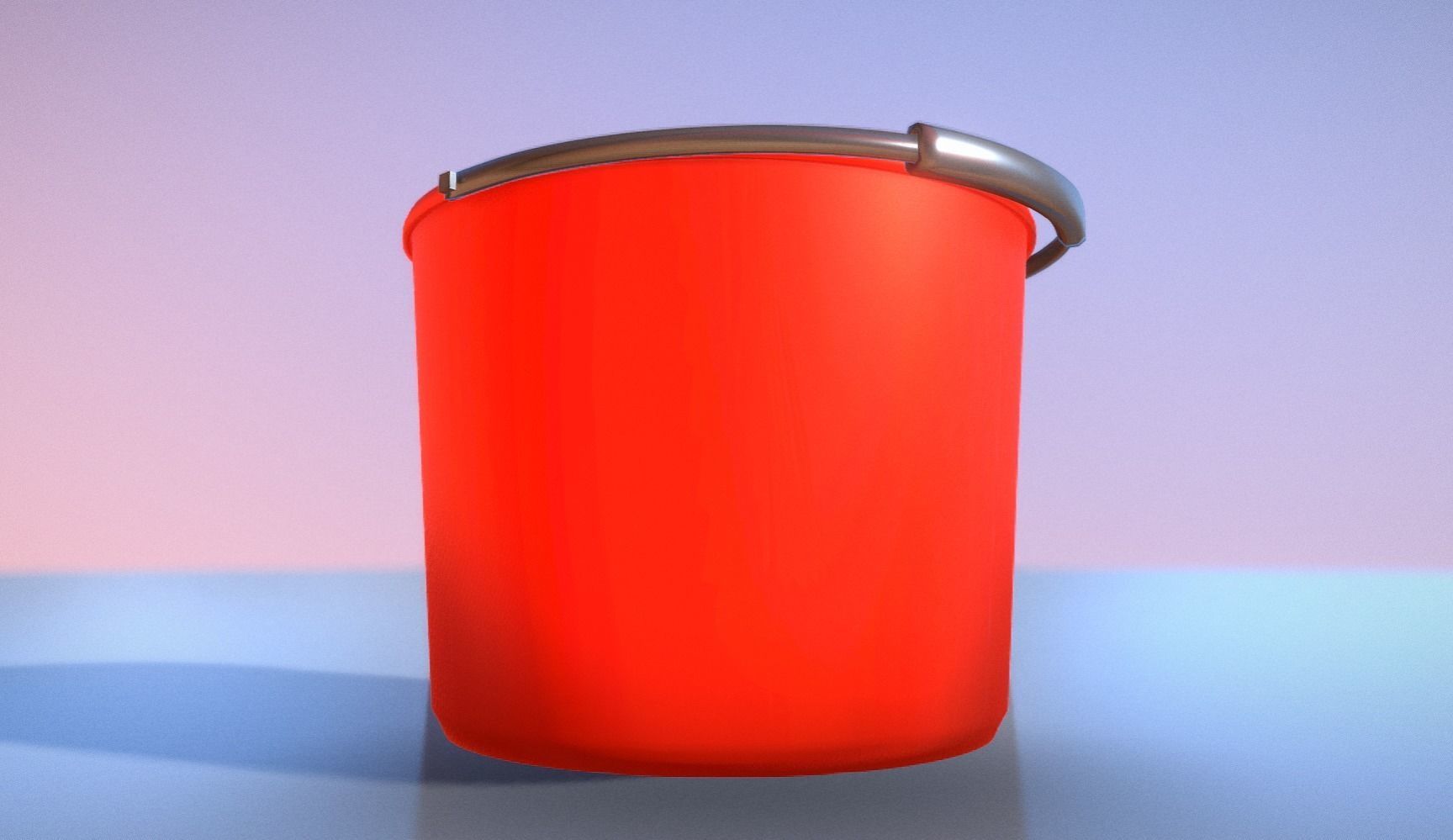 Red Plastic Bucket With Handle - Mid-Poly   Low-poly 3D model_9