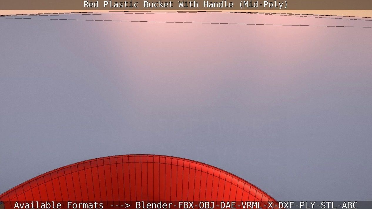 Red Plastic Bucket With Handle - Mid-Poly   Low-poly 3D model_56