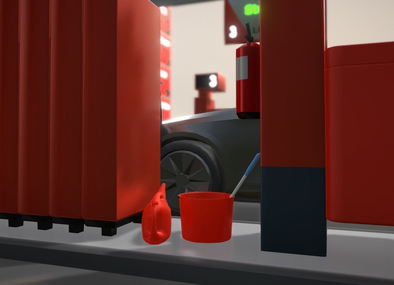 Red Plastic Bucket With Handle - Mid-Poly   Low-poly 3D model_13